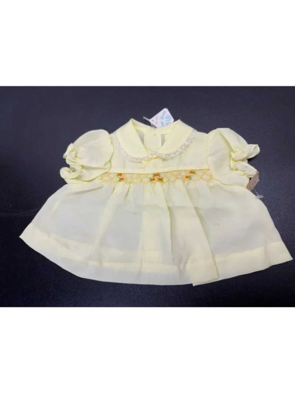 Vintage Yellow Baby Dress Orange Flowers Lace Handi-Panti Diaper Cover New Born
